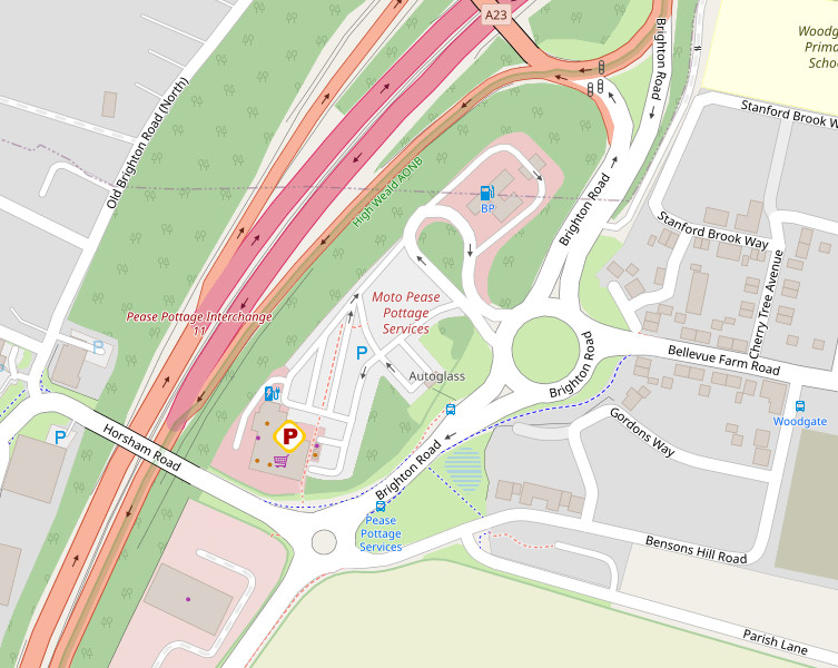 Moto service station: Open Street Map